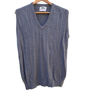 Christian Dior Vest Cable Knit Gray Blue Orlon Acrylic Sweater Mens Medium M